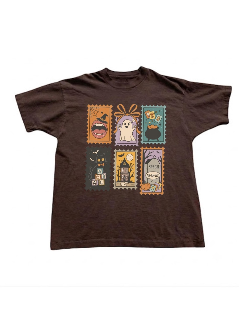 Gildan Brown Halloween Graphic T-Shirt